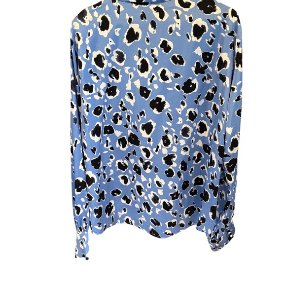 Light Blue Abstract Leopard Print Blouse | ZARA | Long Sleeve | Size XL - Picture 2 of 3